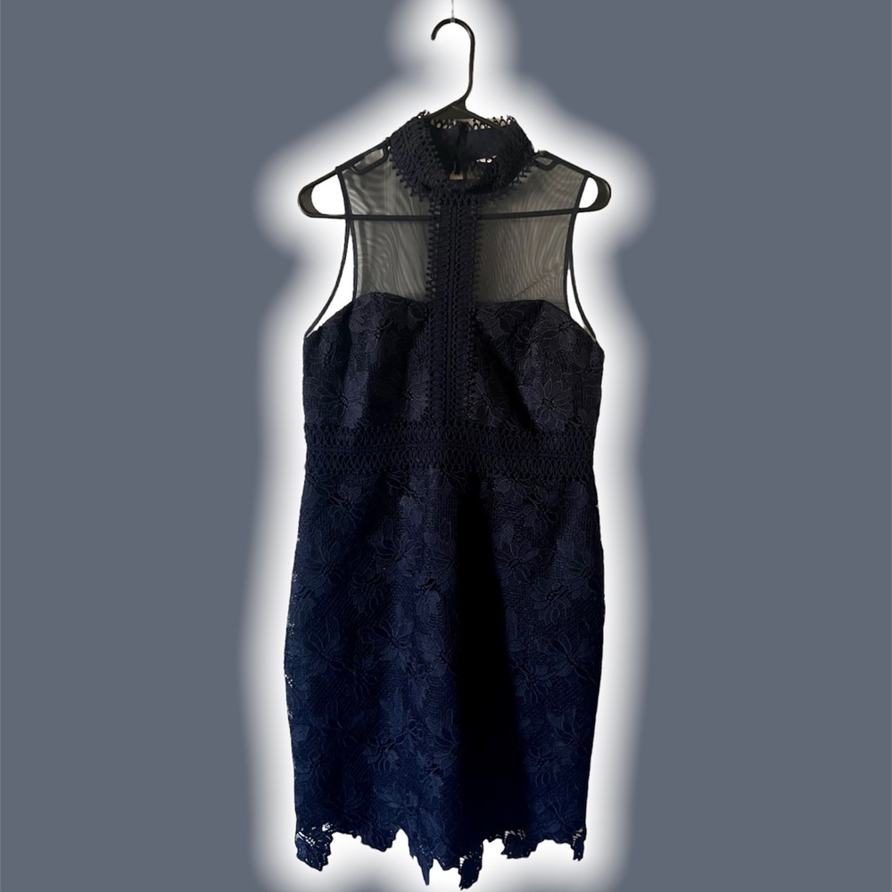 New Nanette Lepore Black Lace Sheath Midi Dress 10